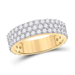 Mens Round Diamond Pave Band Ring 2-7/8 Cttw 14kt Yellow Gold - REF-115K9Y