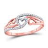 Image 1 : Womens Round Diamond Triple Heart Band Ring 1/8 Cttw 10kt Yellow Gold - REF-10W5K