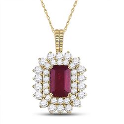 Womens Emerald Ruby Diamond Halo Pendant 7/8 Cttw 14kt Yellow Gold - REF-38M9H