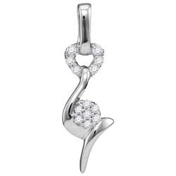 Womens Round Diamond Fashion Pendant 1/12 Cttw 10kt White Gold - REF-7K9Y