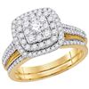 Image 1 : Round Diamond Bridal Wedding Ring Band Set 1 Cttw 14kt Yellow Gold - REF-90R5X