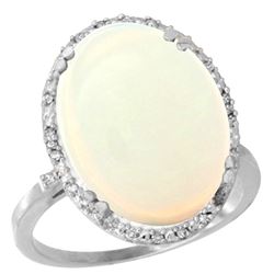 10.35 CTW Opal & Diamond Ring 14K White Gold - REF-103X6M