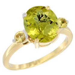 2.64 CTW Lemon Quartz & Yellow Sapphire Ring 14K Yellow Gold - REF-31R4H