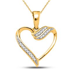 Womens Round Diamond Heart Pendant 1/20 Cttw 10kt Yellow Gold - REF-8W9K