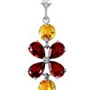 Image 1 : Genuine 3.15 ctw Garnet & Citrine Necklace 14KT White Gold - REF-30Z3N
