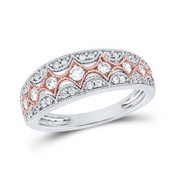 Womens Round Diamond Band Ring 1/2 Cttw 10kt Two-tone Gold - REF-32A5M