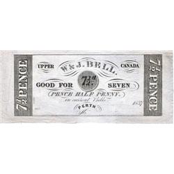 Upper Canada, W & J Bell, 7 1/2 Pence S