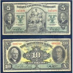 Dominion Bank $10.00 1938 & B.C.N. $5.0