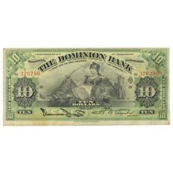 The Dominion Bank, $10.00 1925, F/VF