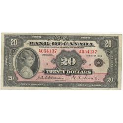 $20.00 1935 English note, BC-9b, Fine/V
