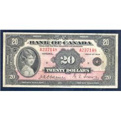 $20.00 1935 English note, BC-9b, Small 