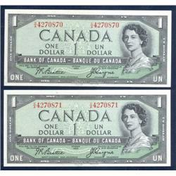 $1.00 1954 Devils Face, Original UNC, B