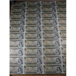 $1.00 1973 sheet of 40 notes BC-46b, EC