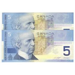 $5.00 2001, BC-62a, UNC, BC-62b, AU