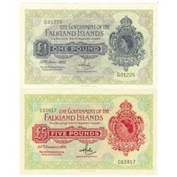 Falkland Islands, 1£ 1982, UNC & 5£ 197