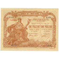 France, Indo-China, 1 Piastre 1891, AU/