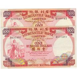 Mercantile Bank Ltd, 2 x $100 1974 VF