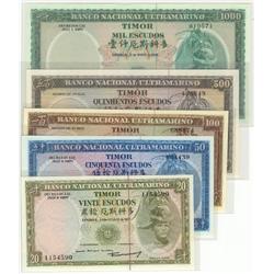 Timor, issue 1963-68, 20, 50, 100, 500,