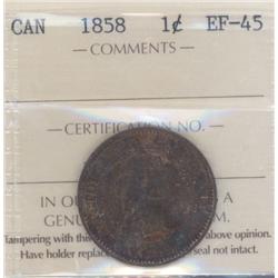 1 Large Cent 1858, ICCS certified EF-45