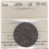 Image 1 : 1 Large Cent 1858, ICCS certified EF-45