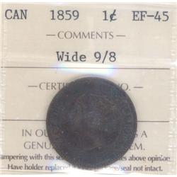 1 Large Cent 1859, ICCS EF-45; Wide 9/8