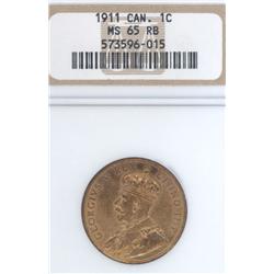 1 Large Cent 1911, NGC certified MS-65 