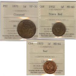 Lot of 3 ICCS certified coins.