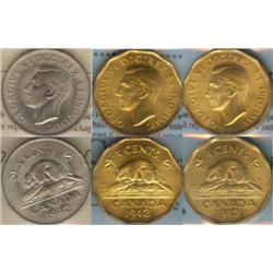 3 Cert. 5 Cents 1942 Ni , 1943 Tombac (