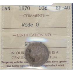 10 Cents 1870, ICCS certified EF-40; Wi