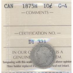 10 Cents 1875H, ICCS certified G-4