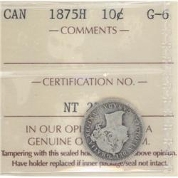 10 Cents 1875H, ICCS certified G-6