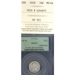 10 Cents 1918, PCGS & ICCS MS-64