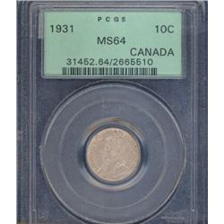 10 Cents 1931, PCGS certified MS-64