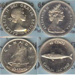 10 Cents 1957 & 1967 both CCCS MS-65