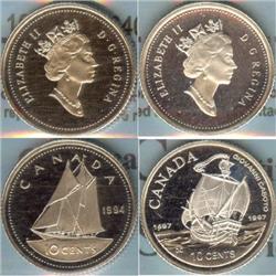 10 Cents 1994 & 1997 Cabot CCCS PF-68; 