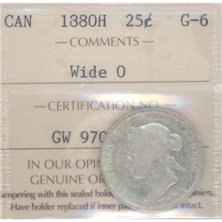 25 Cents 1880H, ICCS G-6; Wide 0