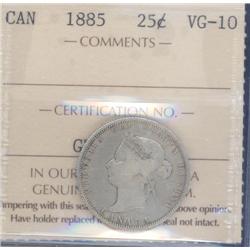 25 Cents 1885, ICCS certified VG-10