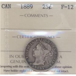 25 Cents 1889, ICCS certified F-12