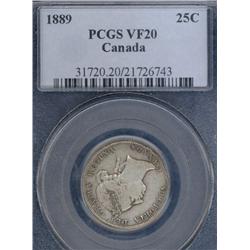 25 Cents 1889, PCGS certified VF-20