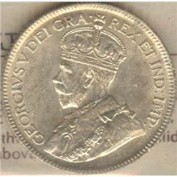 25 Cents 1927 ICCS certified AU-55