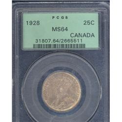 25 Cents 1928, ICCS certified MS-64