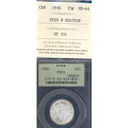 25 Cents 1936, PCGS MS-63 ICCS MS-64