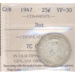 25 Cents 1947, ICCS certified VF-30; Do