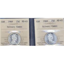 2 x 25 Cents 1968, ICCS MS-65; Silver C