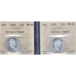 2 x 25 Cents 1968, ICCS MS-65; Silver C