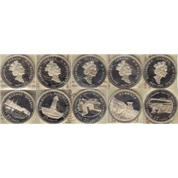 5 x 25 Cents 1992 all ICCS PF-66; Silve