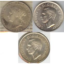 3 x 50 Cents 1872H ICCS F-15, 1943 EF-4