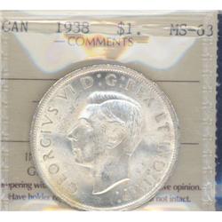 1 Dollar 1938, ICCS certified MS-63