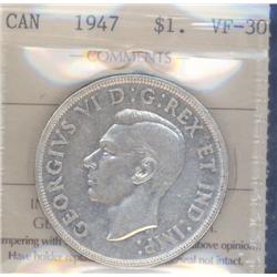 1 Dollar 1947, ICCS certified VF-30; Bl