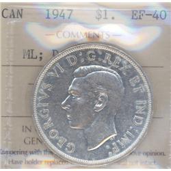 1 Dollar 1947, ICCS EF-40; ML, Double H